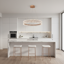 Lustra LED Cristal cu telecomanda, 49W, Lumina Calda/Neutra/Rece, Φ40 cm, Inaltime Reglabila, Metal si Cristal, Auriu