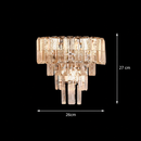 Aplica tip candelabru cristal ELYSIAN 3xE14, D26 cm, Auriu, Inaltime Reglabila, Metal si Cristal