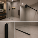 Paravan duș Walk-In 70x195cm, Sticlă securizată 8 mm, Profil metalic rezistent, Negru