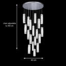 Candelabru Cristal LED AMIRI 82W Crom, Lumina Calda/Neutra/Rece 3000K/4000K/6000K Amiri, Diametru 40cm x Inaltime 300cm, Cristal si Metal Candelabre Cristal Default Title Alessandro Design
