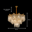 Candelabru Cristal VETRA Magno 10xE14, D60 cm, Auriu, Inaltime Reglabila, Metal si Cristal