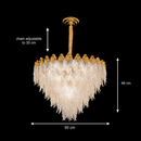 Candelabru Cristal MURANO Magno 12xE14, D60 cm, Auriu, Inaltime Reglabila, Metal si Cristal