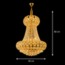 Candelabru Cristal CASTRUM Nobile 5xE14, D40 cm, Auriu, Inaltime Reglabila, Metal si Cristal