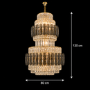 Candelabru Cristal VELIOR Regalis 29xE14, D80 cm, Auriu, Inaltime Reglabila, Metal si Cristal