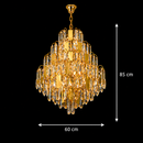 Candelabru Cristal TIER Magno 13xE14, D60 cm, Auriu, Inaltime Reglabila, Metal si Cristal