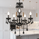 Candelabru Cristal ALNWICK Eleganza, 5xE14, Diametru 48cm, Negru, Inaltime Reglabila Candelabre Clasice Default Title Alessandro Design