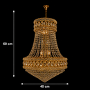 Candelabru Cristal EMPIRE Nobile 6xE14, D40 cm, Auriu, Inaltime Reglabila, Metal si Cristal
