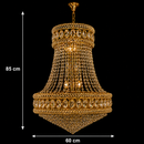 Candelabru Cristal EMPIRE Magno 10xE14, D60 cm, Auriu, Inaltime Reglabila, Metal si Cristal