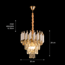 Candelabru Cristal VERSAILLES Petito 3xE14, Diametru 30cm, Auriu Lucios si Alb, Inaltime Reglabila, Metal si Cristal