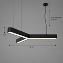Lustra LED suspendata ANGLE, Ø72cm, 25W, Inaltime Reglabila, Lumina Rece 6000K, Negru, Metal si Acril