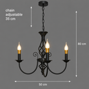 Lustra ANJOUX Eleganza, 3xE14, Diametru 50cm, Negru, Inaltime Reglabila, Metal