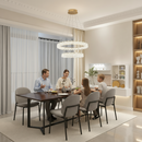 Lustra LED SHELP Cristal cu telecomanda, 64W, Lumina Calda/Neutra/Rece, Φ60 cm, Inaltime Reglabila, Metal si Cristal, Auriu