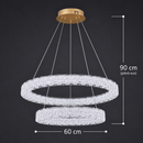 Lustra LED Cristal VENTANA cu telecomanda, 25W, Lumina Calda/Neutra/Rece, Φ39 cm, Inaltime Reglabila, Metal si Cristal, Auriu
