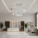 Lustra LED cu Telecomanda PRISM Luminis, Cristal si Metal, 210W, 4 Cercuri, Dimabila, Lumina Rece/Calda/Neutra, Iluminat Luxos
