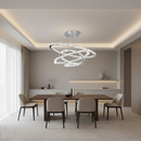 Lustra LED cu Telecomanda PRISM Luminis, Cristal si Metal, 210W, 4 Cercuri, Dimabila, Lumina Rece/Calda/Neutra, Iluminat Luxos