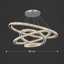 Lustra LED cu Telecomanda PRISM Luminis, Cristal si Metal, 210W, 4 Cercuri, Dimabila, Lumina Rece/Calda/Neutra, Iluminat Luxos