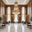 Candelabru Cristal VELIOR Supremo 40xE14, D100 cm, Auriu, Inaltime Reglabila, Metal si Cristal
