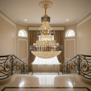 Candelabru Cristal TOUR Supremo, 63xE14, D120 cm, Auriu si Negru, Metal si Cristal