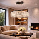 Candelabru LED cu Telecomanda, 98W, ROYALE Eleganza, Diametru 50 cm, Inaltime 120 cm, Lumina Rece/Neutra/Calda, Dimabila, Argintiu, Cristal, Metal