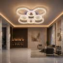 Lustra LED RONDA Regalis cu telecomanda 141W, 8 Cercuri, lumina Rece/Calda/Neutra, Dimabila, Alb