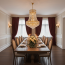 Candelabru Cristal EMPIRE Magno 10xE14, D60 cm, Auriu, Inaltime Reglabila, Metal si Cristal