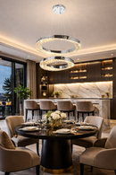 Candelabru LED cu Telecomanda, HALO Magno, Diametru 40+60 cm, Inaltime 120 cm, IP20, Lumina Rece/Neutra/Calda, Dimabila, Crom, Cristal, Metal