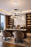 Candelabru LED cu Telecomanda, HALO Magno, Diametru 40+60 cm, Inaltime 120 cm, IP20, Lumina Rece/Neutra/Calda, Dimabila, Crom, Cristal, Metal