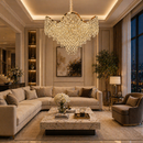 Candelabru Cristal VELOURA Supremo 28xE14, D100 cm, Auriu, Inaltime Reglabila, Metal si Cristal