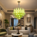 Candelabru Cristal MURANO Magno 7xE14, D60 cm, Verde, Inaltime Reglabila, Metal si Cristal