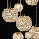 Candelabru Cristal MILLE, 7xG9 , Diametru 60cm x Inaltime 340cm, Cristal si Metal, Auriu