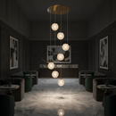 Candelabru Cristal MILLE, 7xG9 , Diametru 60cm x Inaltime 340cm, Cristal si Metal, Auriu