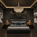 Candelabru Cristal LUCENT Nobile 4xE14, D40 cm, Auriu, Inaltime Reglabila, Metal si Cristal