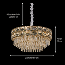 Candelabru Cristal LUCENT Magno 12xE14, D60 cm, Auriu, Inaltime Reglabila, Metal si Cristal