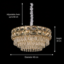 Candelabru Cristal LUCENT Nobile 4xE14, D40 cm, Auriu, Inaltime Reglabila, Metal si Cristal