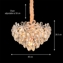 Candelabru Cristal, Eleganza 7xE14, Diametru 40cm, Auriu Lucios, Inaltime Reglabila, Metal si Cristal