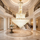 Candelabru Cristal BLOSSSOM Supremo 48xE14, Auriu, Diametru 150cm, Inaltime Reglabila
