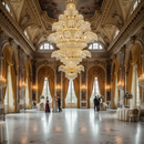 Candelabru Cristal PALACE Grande, 52 de brate, 96xG9, Diametru 150cm, Inaltime 230cm, Auriu Lucios, Inaltime Reglabila, Design Elegant Candelabre Cristal Default Title Alessandro Design