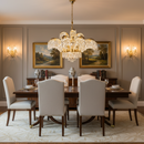 Candelabru Cristal PALACE Imperio, 15 brate, 22xG9, D98cm, Auriu Lucios, Inaltime Reglabila, Metal si Cristal