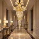 Candelabru Cristal PALACE Regalis, 13 brate, 29xG9, D80cm, Auriu Lucios, Inaltime Reglabila, Metal si Cristal Candelabre Cristal Default Title Alessandro Design