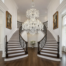 Candelabru Cristal , 55xE14, Diametru 145cm, Inaltime 230cm, Argintiu, Inaltime Reglabila, Design Elegant