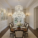 Candelabru Cristal , 55xE14, Diametru 145cm, Inaltime 230cm, Argintiu, Inaltime Reglabila, Design Elegant