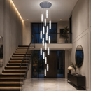 Candelabru Cristal LED AMIRI 82W Crom, Lumina Calda/Neutra/Rece 3000K/4000K/6000K Amiri, Diametru 40cm x Inaltime 300cm, Cristal si Metal