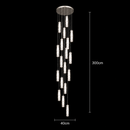 Candelabru Cristal LED AMIRI 82W Crom, Lumina Calda/Neutra/Rece 3000K/4000K/6000K Amiri, Diametru 40cm x Inaltime 300cm, Cristal si Metal