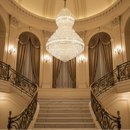 Candelabru Cristal VELVET Supremo, 69xE14, D150 cm, Auriu, Inaltime Reglabila, Metal si Cristal