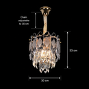 Candelabru Cristal VELVET Petito, 3xE14, D30 cm, Auriu, Inaltime Reglabila, Metal si Cristal