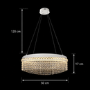 Candelabru Cristal VOLNA Eleganza, 102W, D50cm, Lumina Calda/Neutra/Rece, Alb, Metal si Cristal