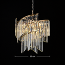 Candelabru Cristal TWEEZE Eleganza, Φ50cm, 9xE14, Auriu, Metal si Cristal