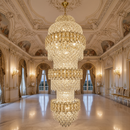Candelabru Cristal TRIO Magno 49xE14, Diametru 65cm, Inaltime 200cm, Auriu Lucios, Inaltime Reglabila, Design Elegant Candelabre Cristal Default Title Alessandro Design
