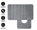 Covorase de Baie, 80x50 cm / 50x40 cm, Gri, Antiderapant, Absorbant, Set 2 bucati