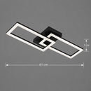 Lustra LED cu telecomanda BANDO 38W, 2 Drepunghiuri, Lumina Rece/Calda/Neutra, Dimabila, Negru, Metal si Acril